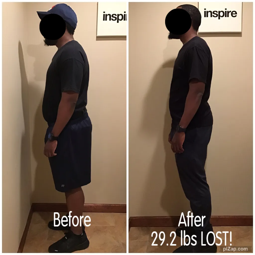 Client before and after - 29.2 lbs lost