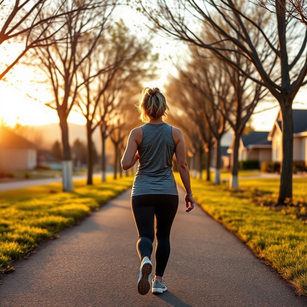Woman walking outdoors near Broomfield Colorado at golden hour
