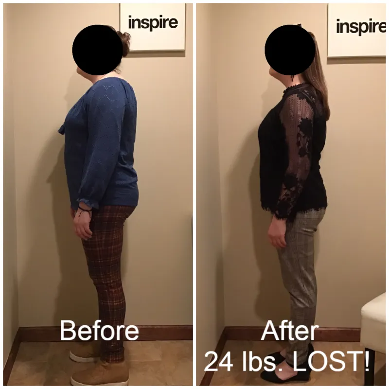 Go Figure Health client before and after — 24 lbs lost
