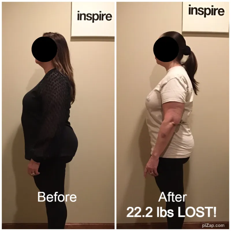 Go Figure Health client before and after — 22.2 lbs lost