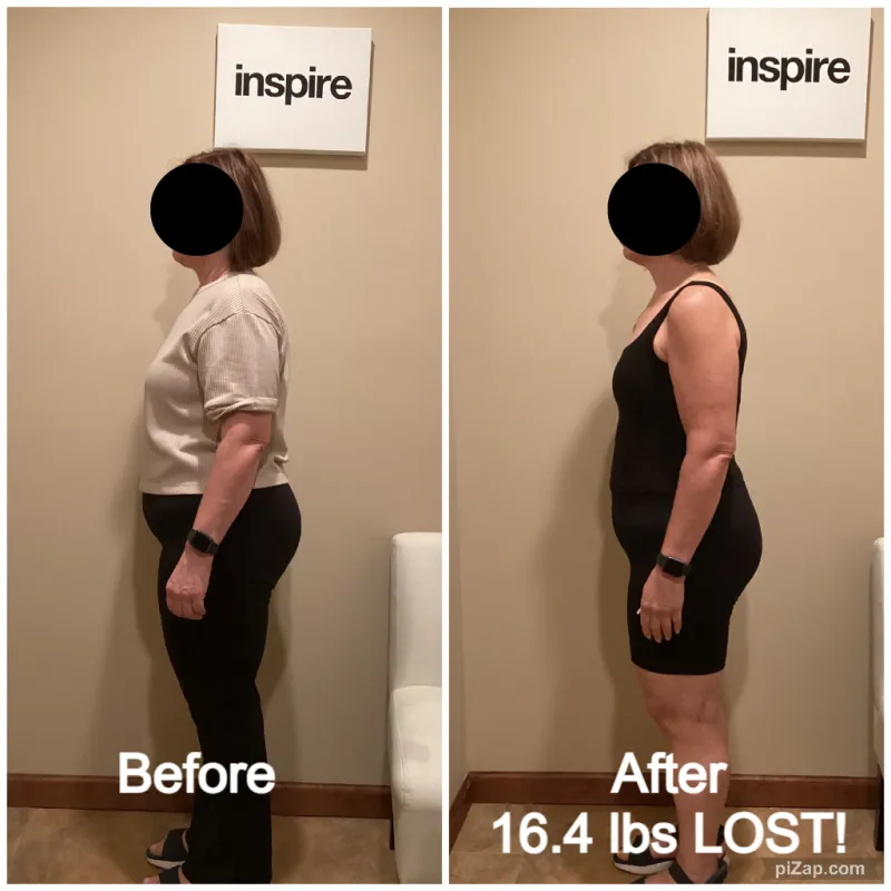 Go Figure Health client before and after — 16.4 lbs lost