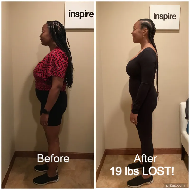 Go Figure Health client before and after — 19 lbs lost