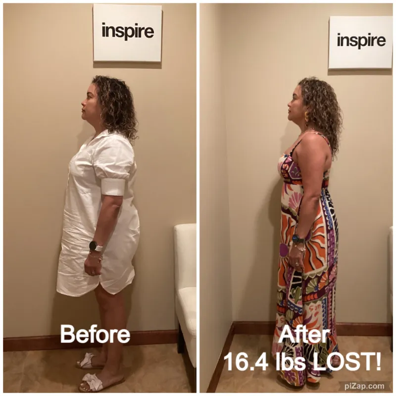 Go Figure Health client before and after — 16.4 lbs lost