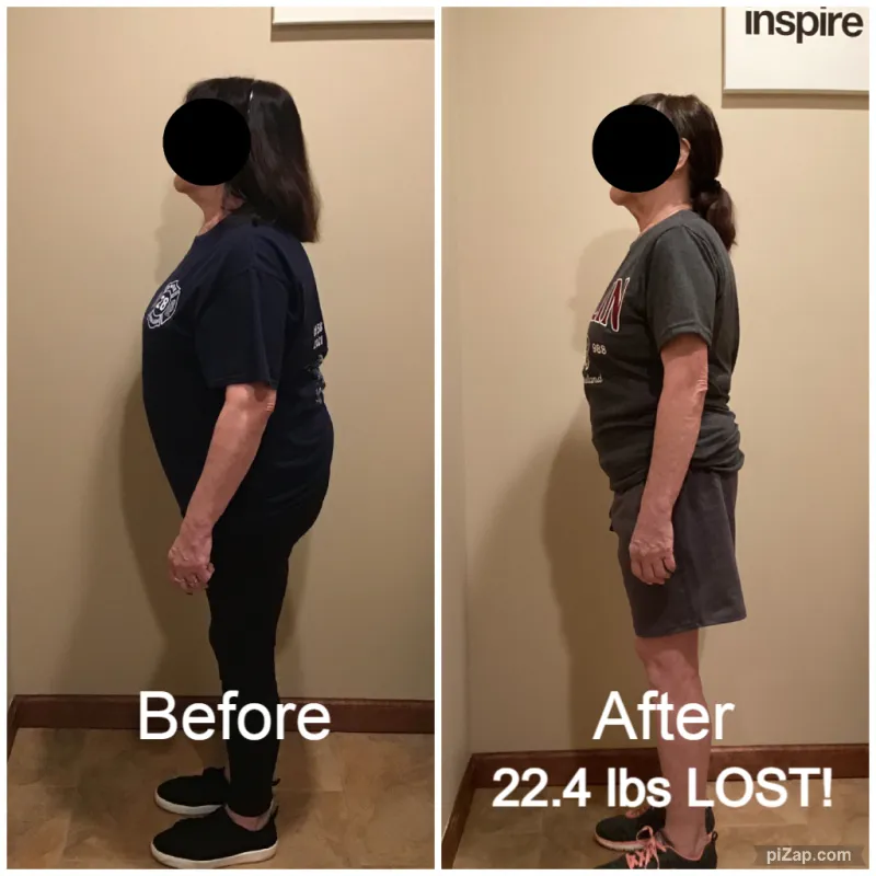 Go Figure Health client before and after — 22.4 lbs lost