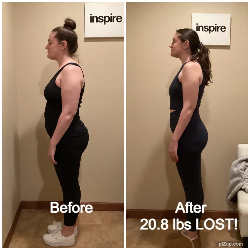 Go Figure Health client before and after — 20.8 lbs lost