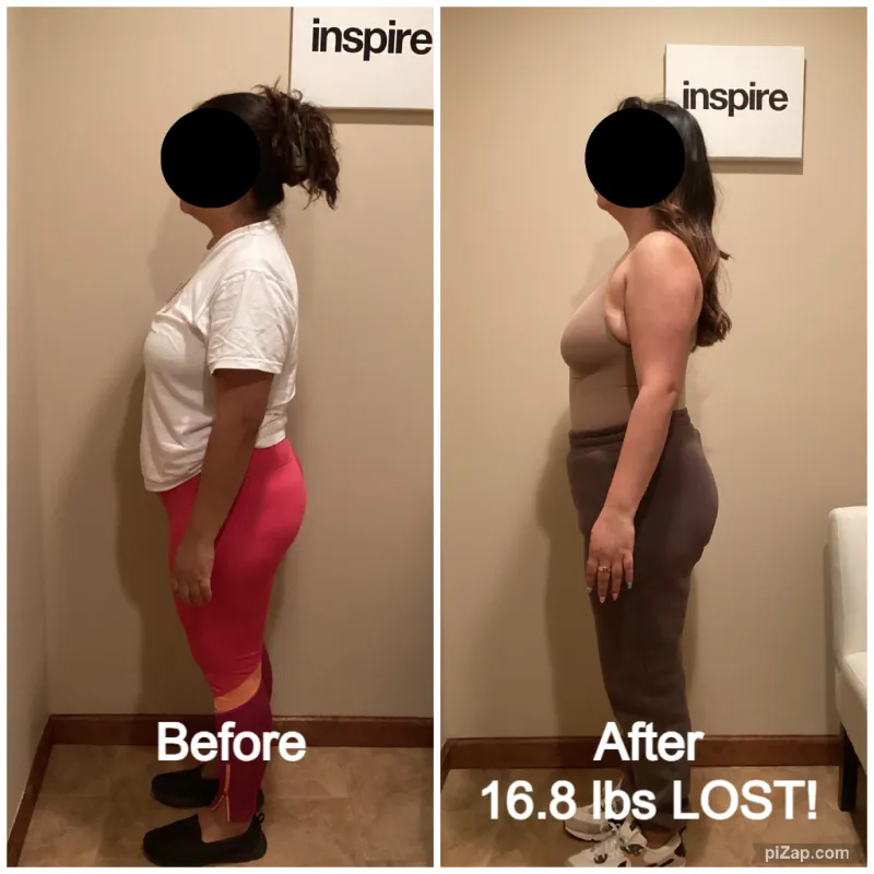 Go Figure Health client before and after — 16.8 lbs lost