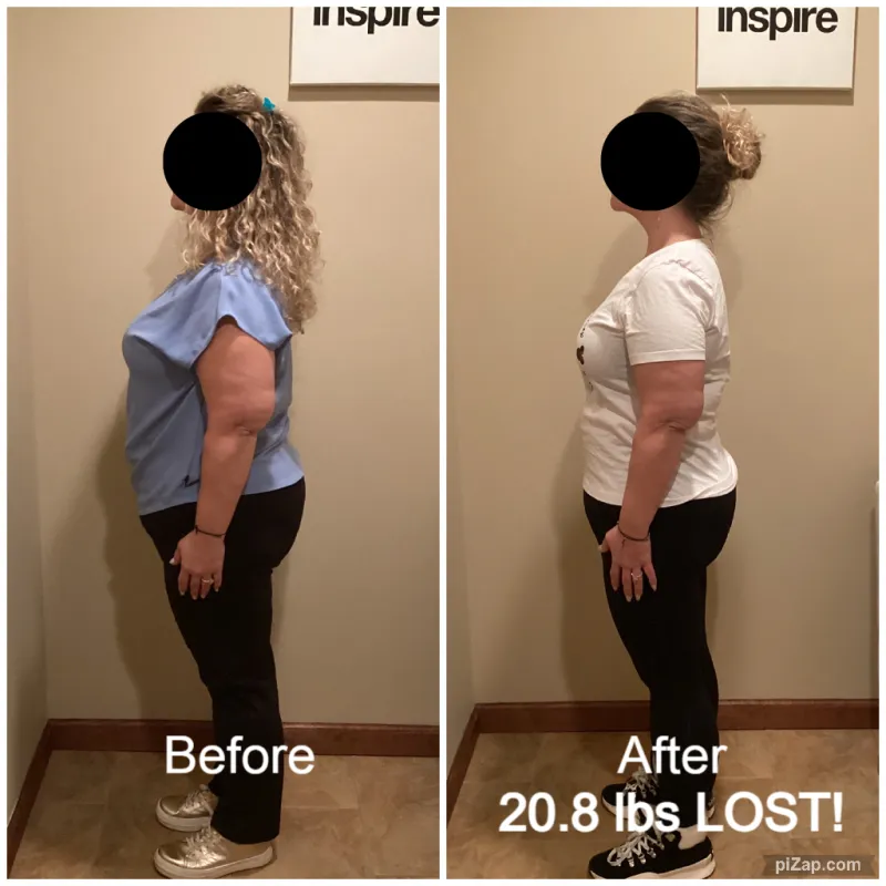 Go Figure Health client before and after — 20.8 lbs lost