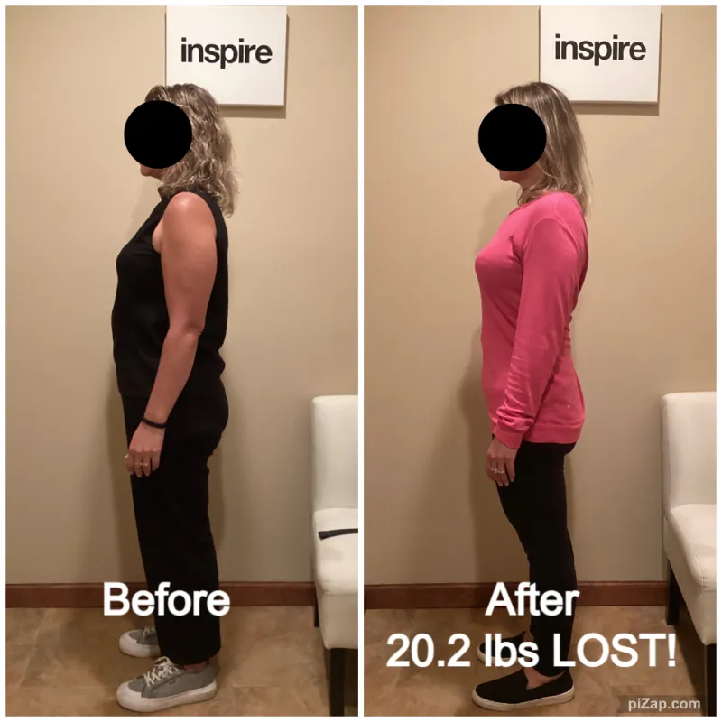 Go Figure Health client before and after — 20.2 lbs lost