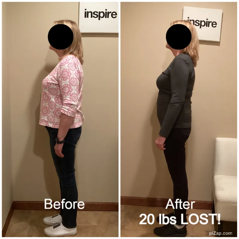 Go Figure Health client before and after — 20 lbs lost