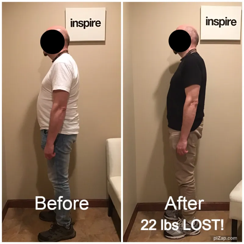 Go Figure Health client before and after — 22 lbs lost