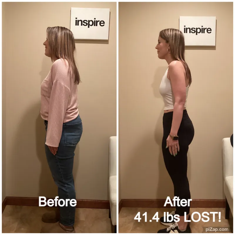 Go Figure Health client before and after — 41.4 lbs lost