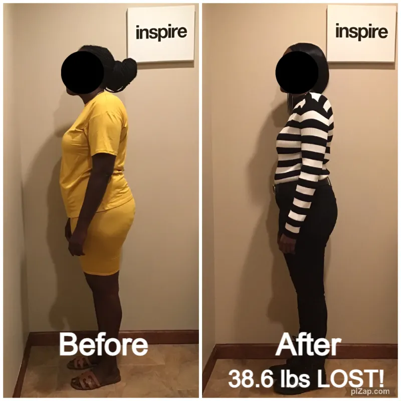 Go Figure Health client before and after — 38.6 lbs lost