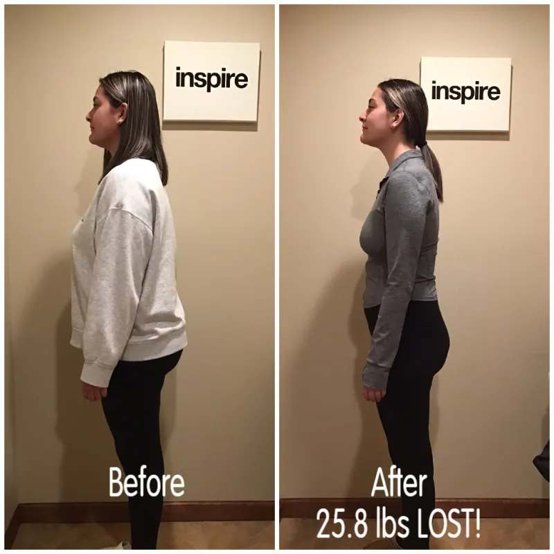 Go Figure Health client before and after — 25.8 lbs lost