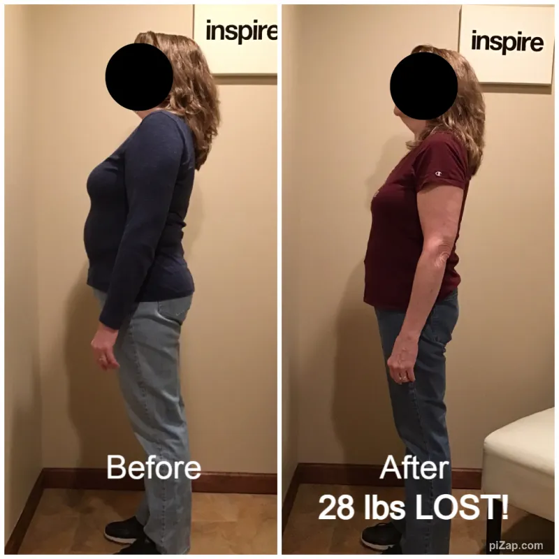 Go Figure Health client before and after — 28 lbs lost