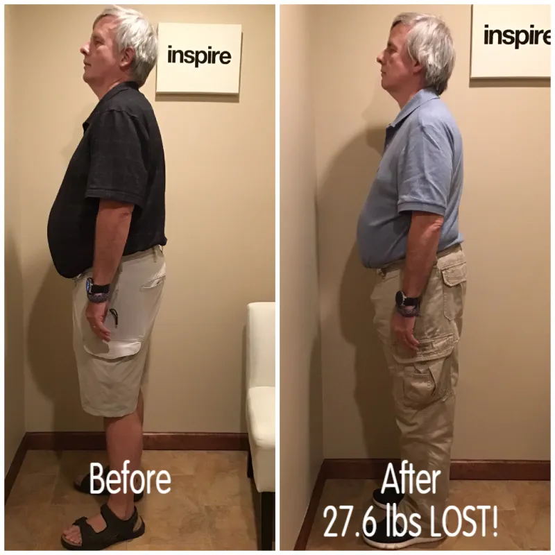 Go Figure Health client before and after — 27.6 lbs lost