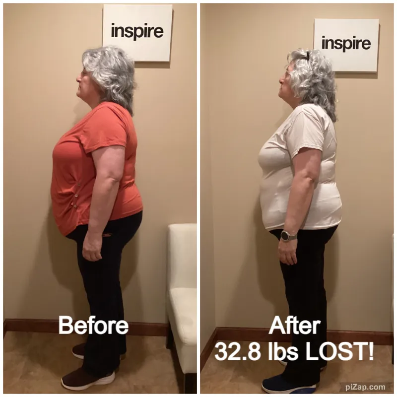 Go Figure Health client before and after — 32.8 lbs lost