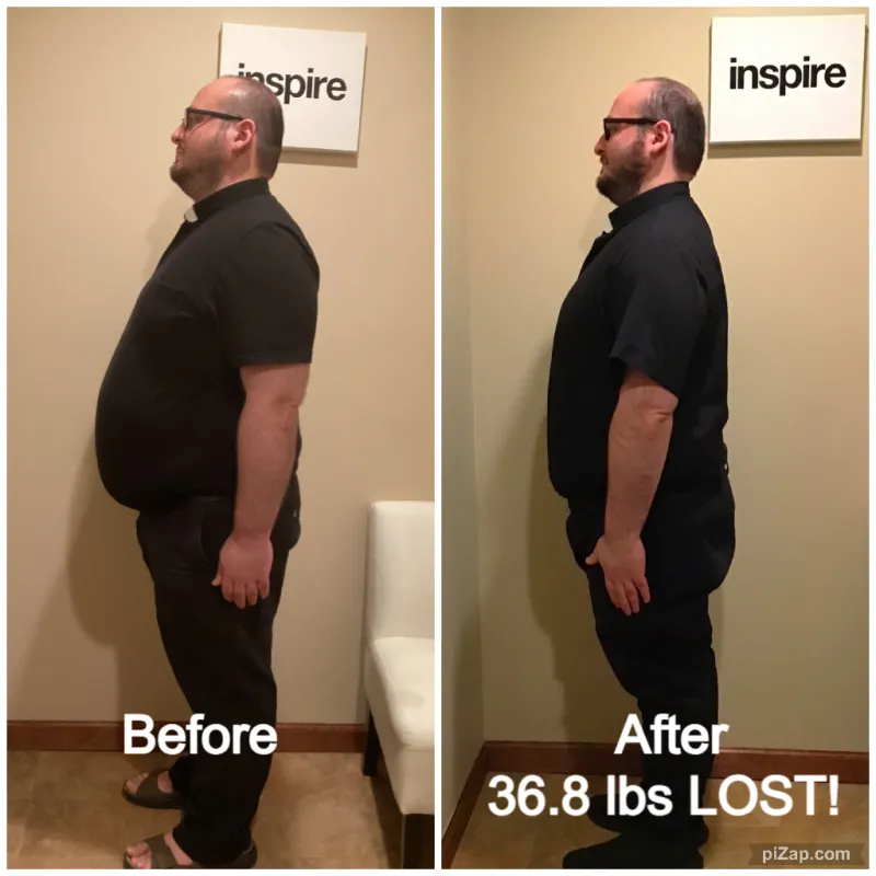 Go Figure Health client before and after — 36.8 lbs lost