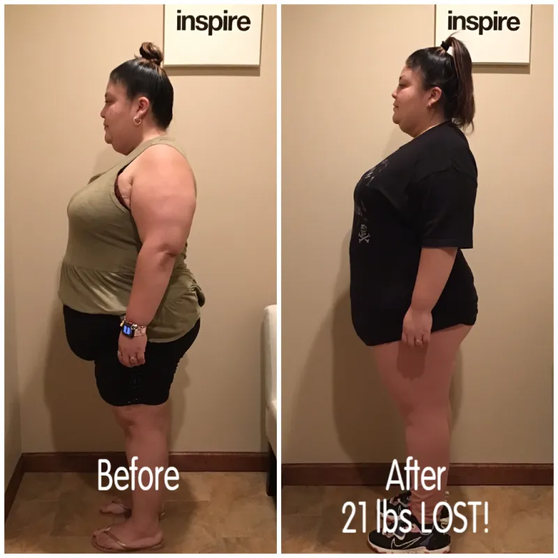 Go Figure Health client before and after — 21 lbs lost