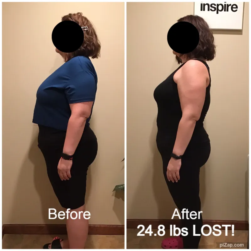 Go Figure Health client before and after — 24.8 lbs lost