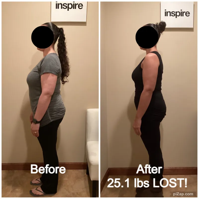 Go Figure Health client before and after — 25.1 lbs lost