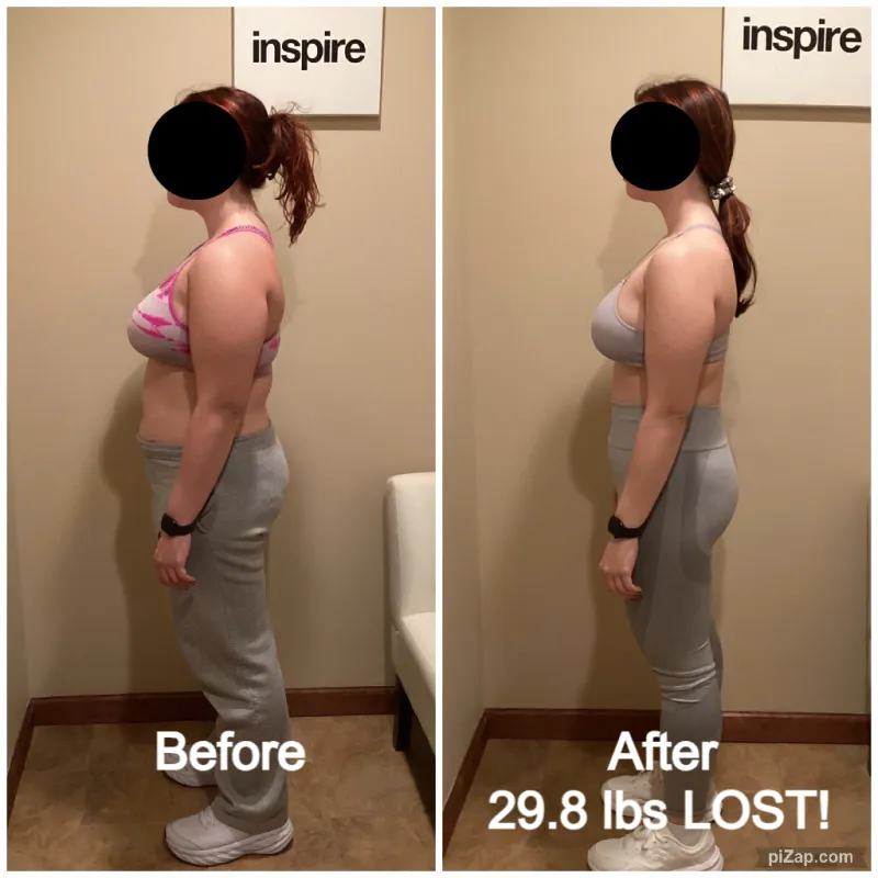 Go Figure Health client before and after — 29.8 lbs lost
