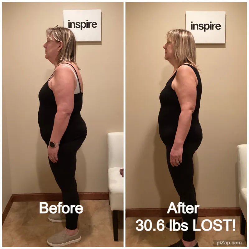 Go Figure Health client before and after — 30.6 lbs lost