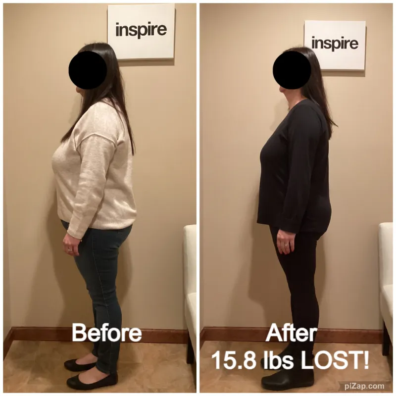 Go Figure Health client before and after — 15.8 lbs lost