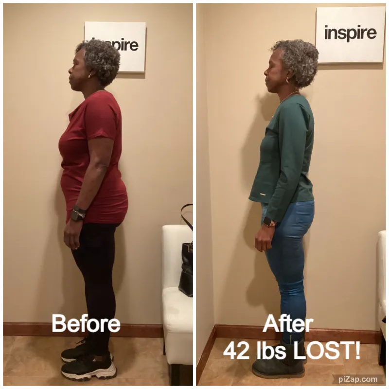 Go Figure Health client before and after — 42 lbs lost