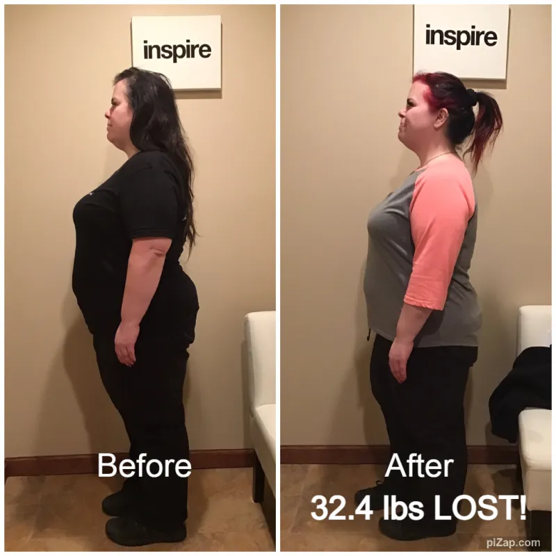 Go Figure Health client before and after — 32.4 lbs lost