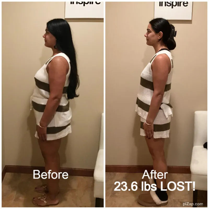 Go Figure Health client before and after — 23.6 lbs lost